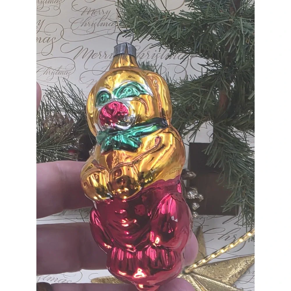 Vintage Antique Blown Glass PUPPY DOG Figurine‎ Christmas Ornament West Germany